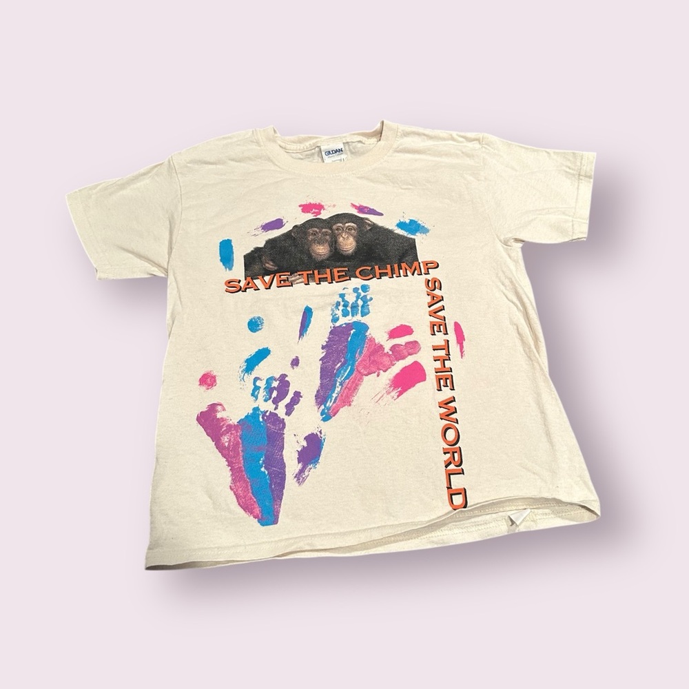 Youth Save The Chimp Save The World Myrtle Beach Safari Short Sleeve Tee Shirt